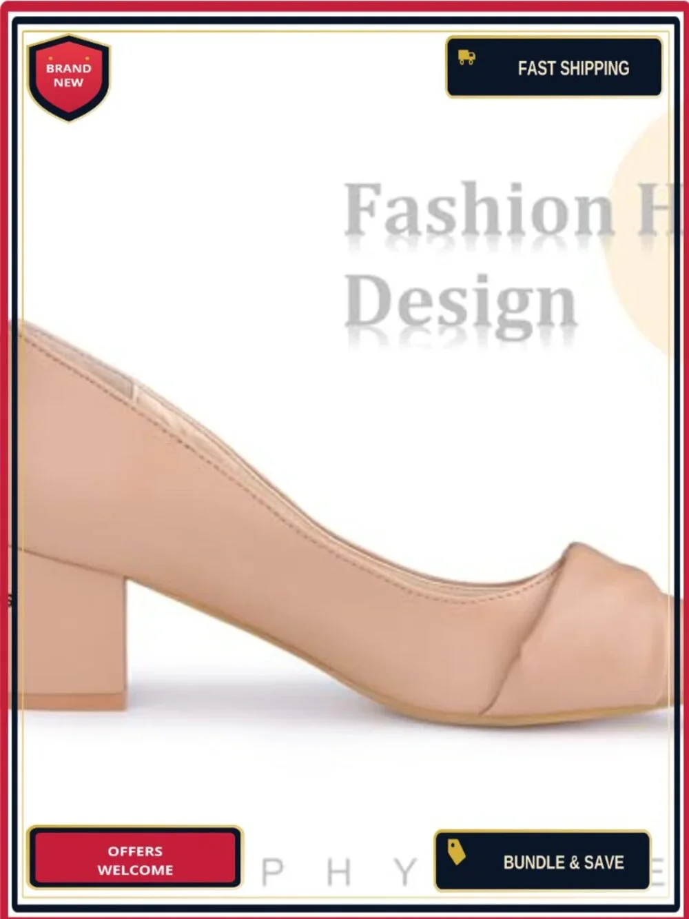 Chunky Heel Pointed Toe Slip On Pumps Faux Leather Work Shoes